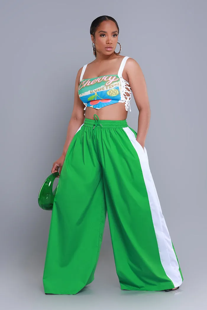 Around The World Wide Leg Pants - Green/White sold by Swankaposh product image thumbnail 4