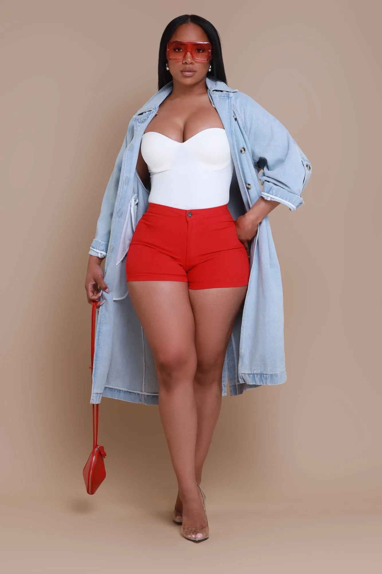 Make It Work Dual Button Denim Jacket - Light Wash sold by Swankaposh