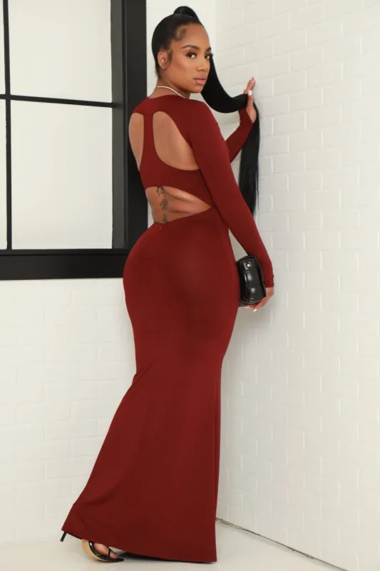 Out My Way Open Back Maxi Dress - Wine sold by Swankaposh