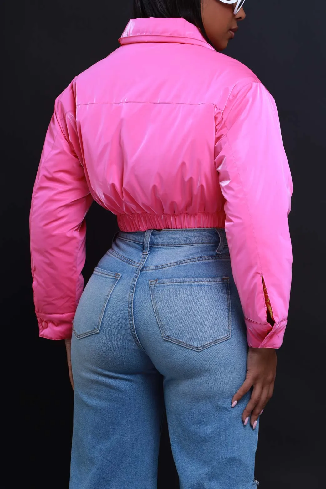 True Colors Cropped Bomber Jacket - Hot Pink sold by Swankaposh product image thumbnail 4