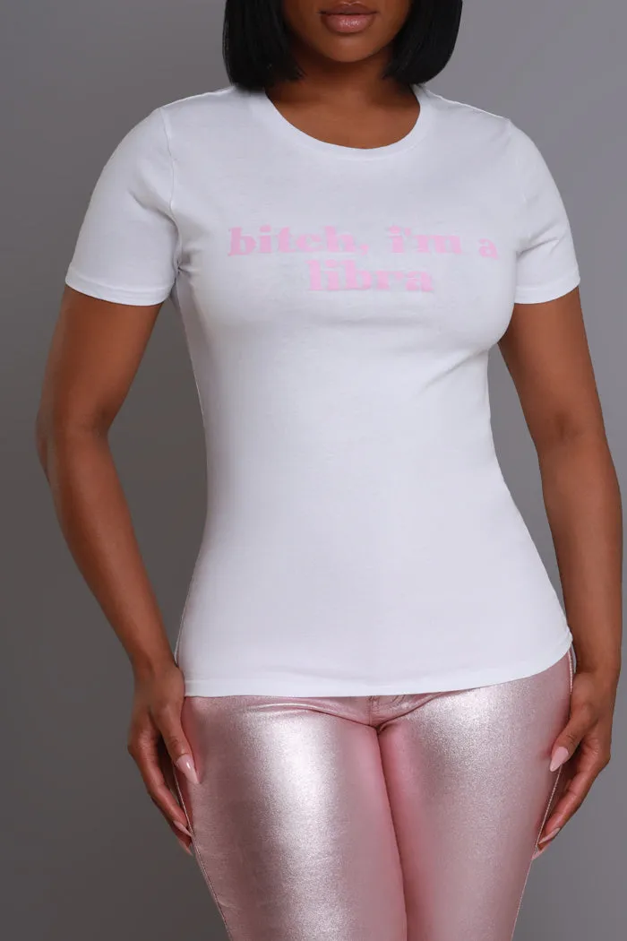 Libra Season Graphic Print T-Shirt - White/Pink sold by Swankaposh product image thumbnail 3