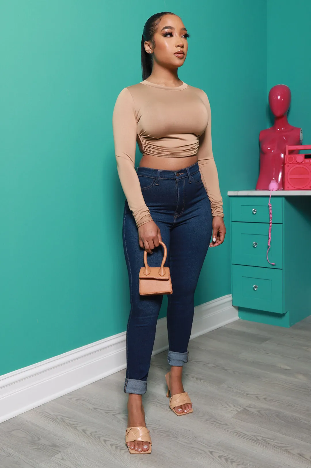 Almost Never Tie Around Crop Top - Champagne sold by Swankaposh product image thumbnail 4