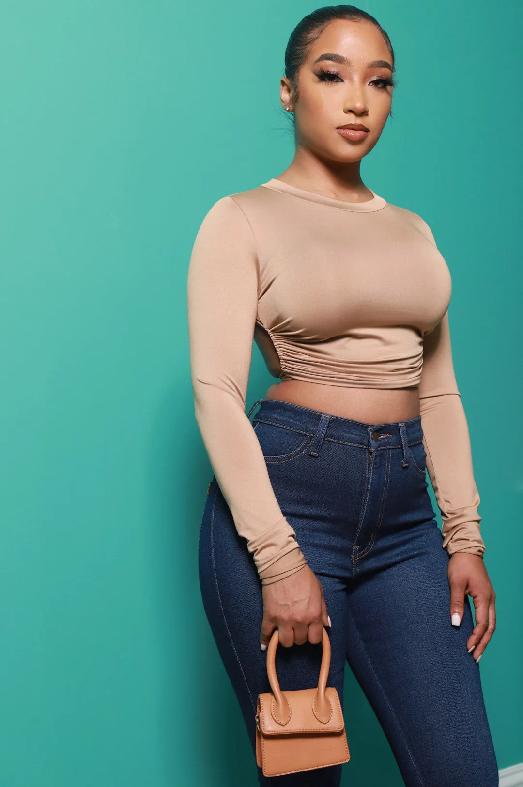 Almost Never Tie Around Crop Top - Champagne sold by Swankaposh