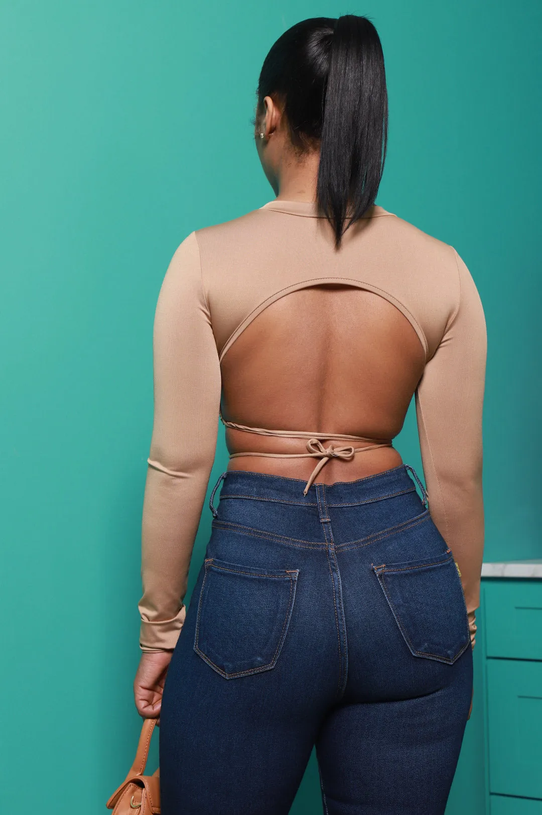 Almost Never Tie Around Crop Top - Champagne sold by Swankaposh product image thumbnail 3