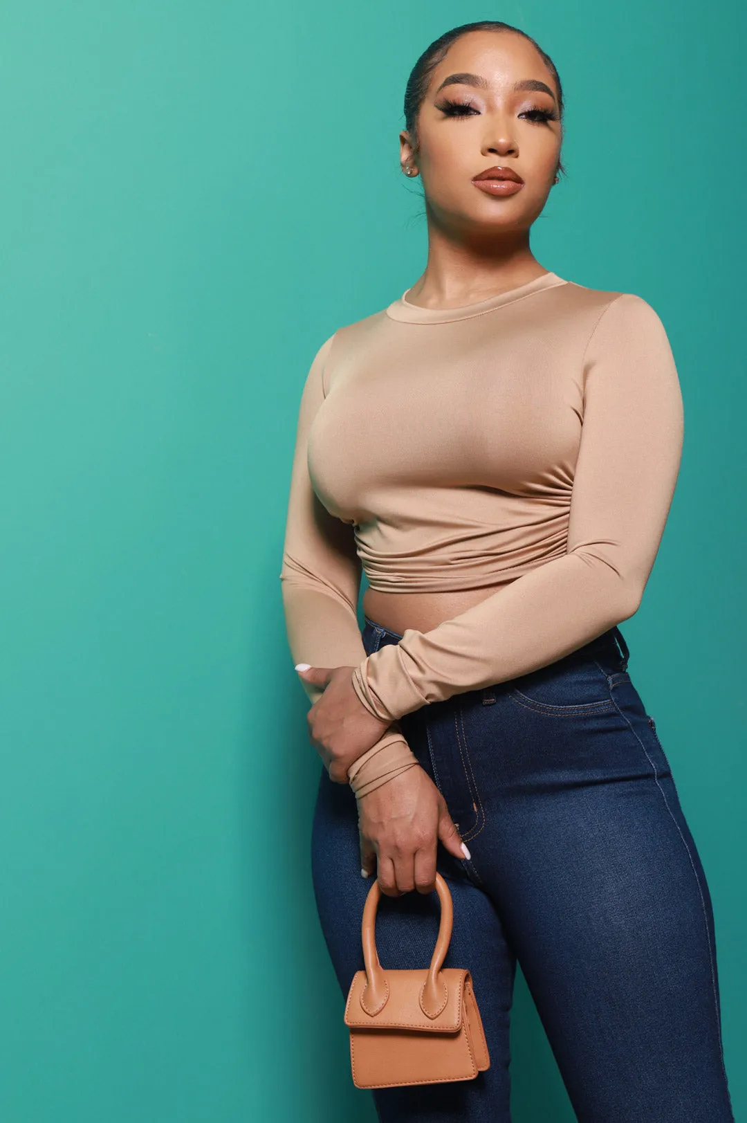 Almost Never Tie Around Crop Top - Champagne sold by Swankaposh product image thumbnail 2