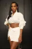 Here To Stay Cropped Skirt Set - White sold by Swankaposh