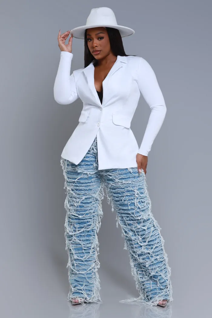Boss Mood Button Up Blazer - White sold by Swankaposh product image thumbnail 5