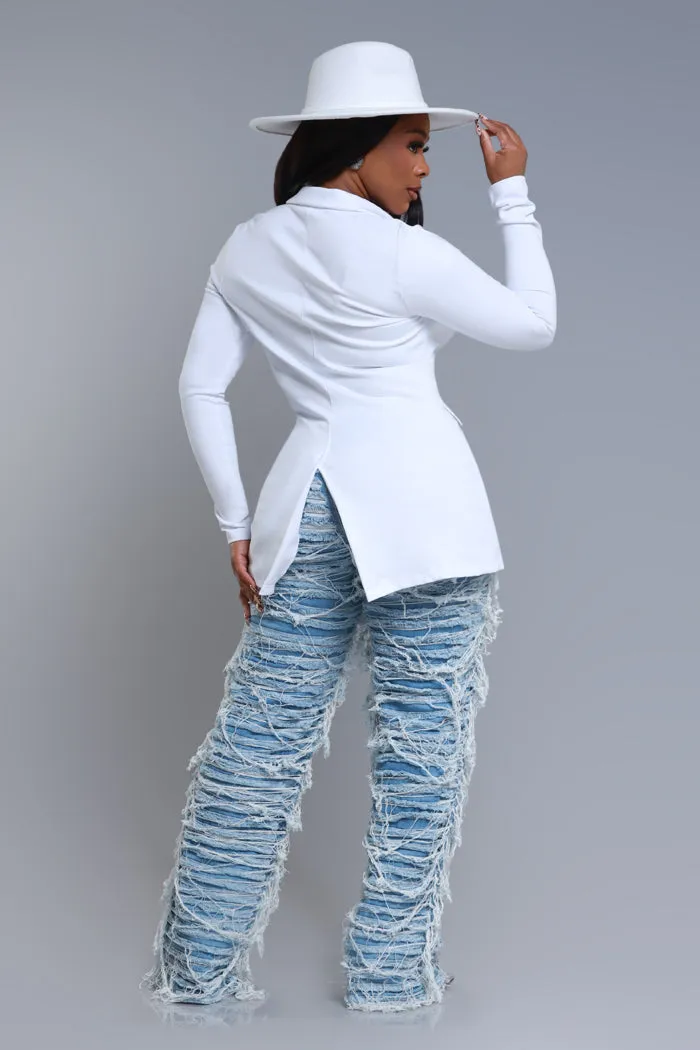 Boss Mood Button Up Blazer - White sold by Swankaposh product image thumbnail 2