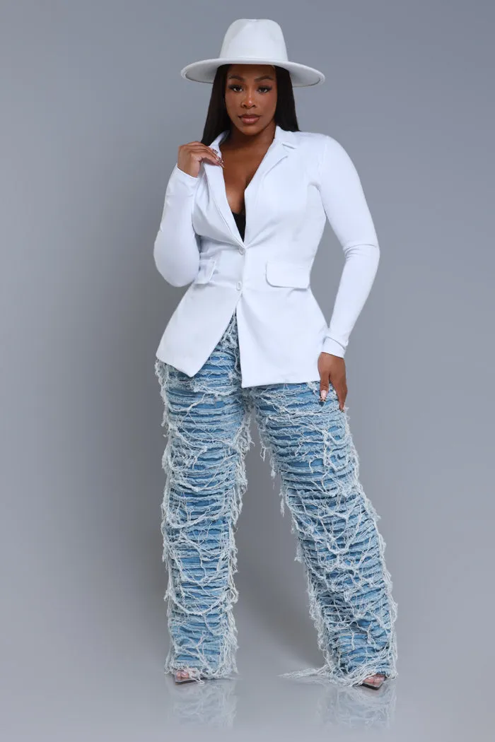 Boss Mood Button Up Blazer - White sold by Swankaposh product image thumbnail 4