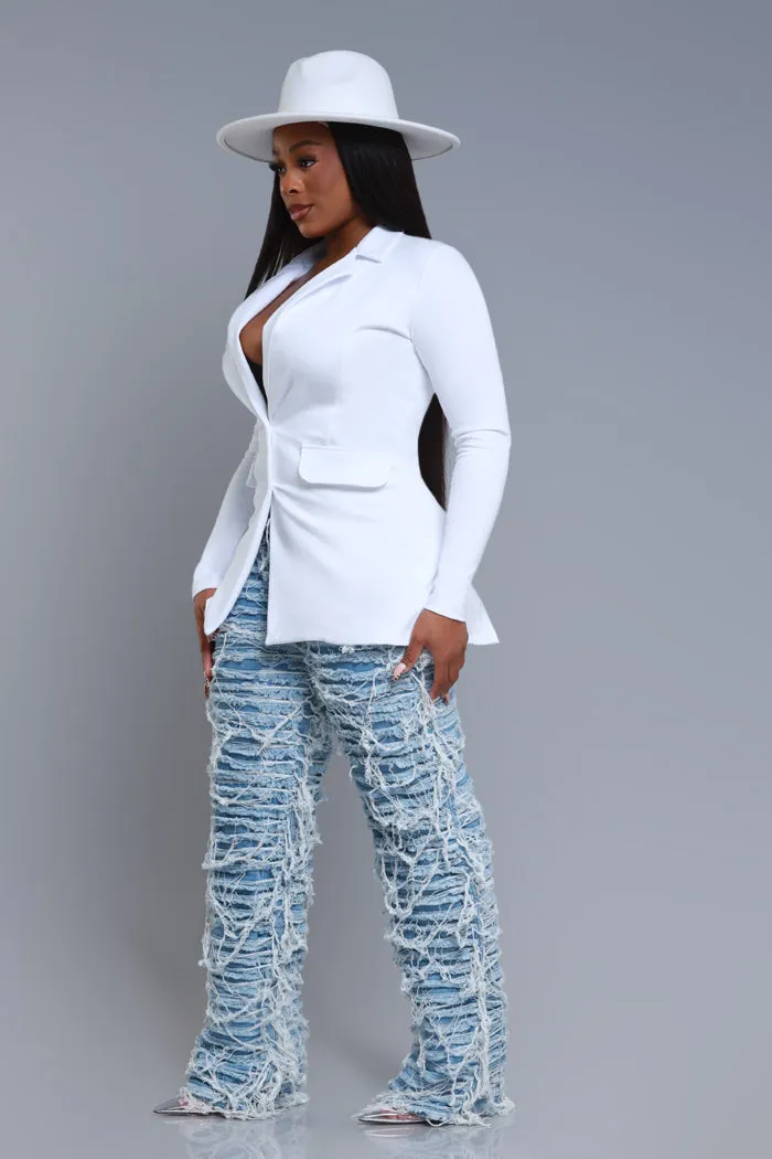 Boss Mood Button Up Blazer - White sold by Swankaposh product image thumbnail 3