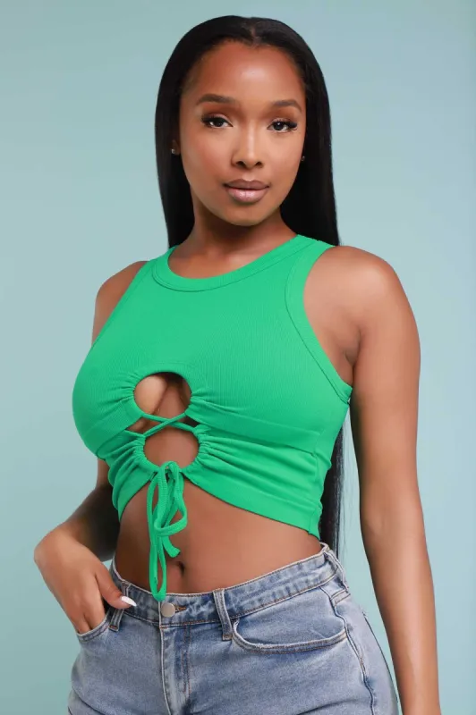 Fake Friend Cut Out Crop Top - Green sold by Swankaposh