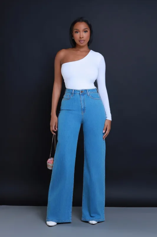 Hello There One Shoulder Bodysuit -  White sold by Swankaposh