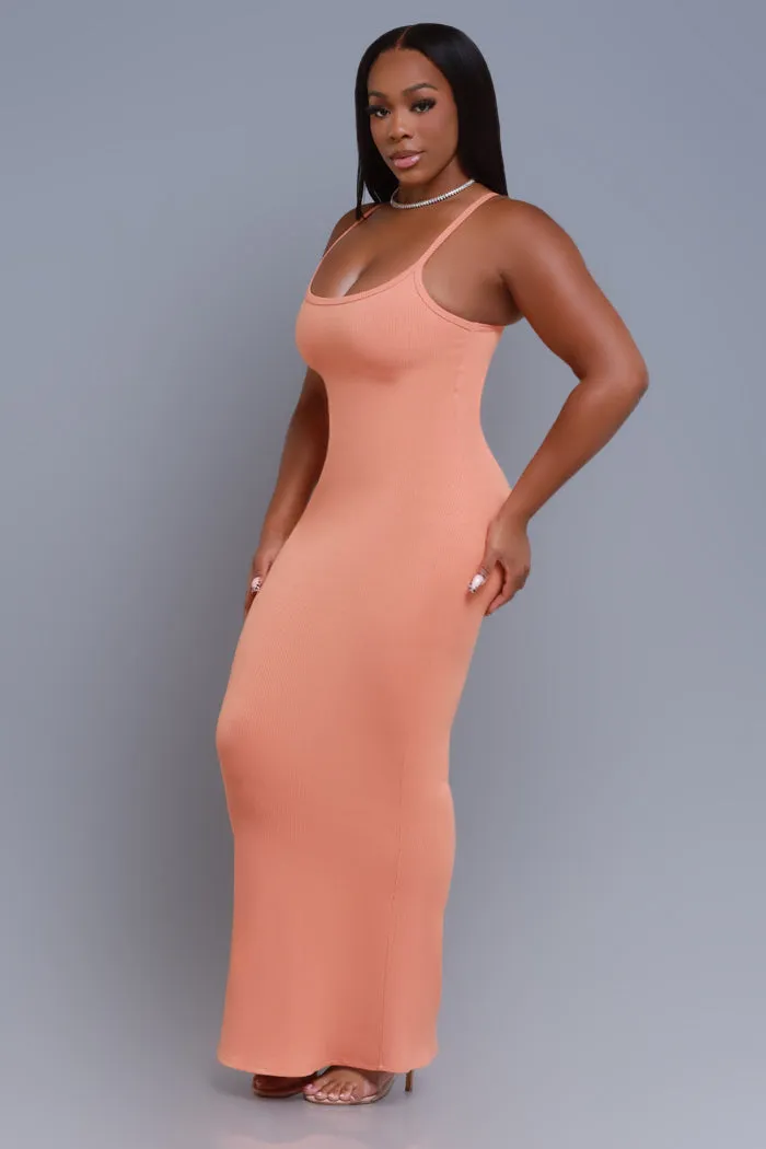 Status Check Cellulite Deleter Strappy Ribbed Maxi Dress - Tangerine sold by Swankaposh product image thumbnail 3