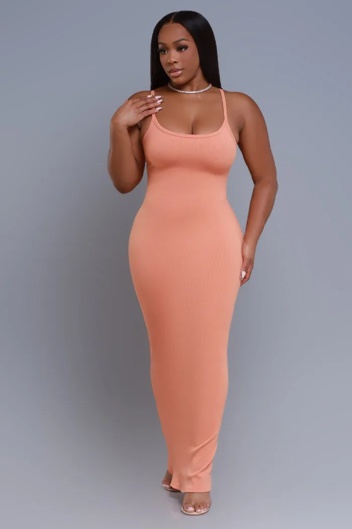 Status Check Cellulite Deleter Strappy Ribbed Maxi Dress - Tangerine sold by Swankaposh product image thumbnail 4
