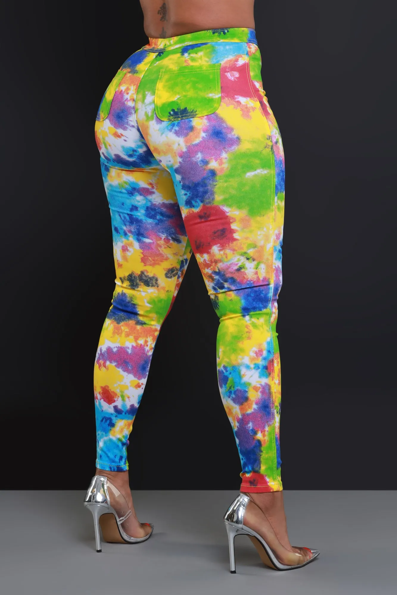 Reaction Tie Dye High Rise Stretchy Skinny Jeans - Rainbow sold by Swankaposh product image thumbnail 3