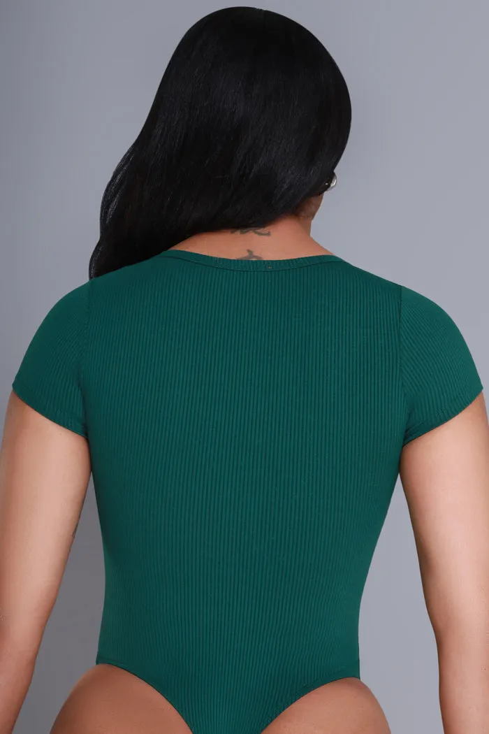 Open Book Cellulite Deleter Short Sleeve Bodysuit - Hunter Green sold by Swankaposh product image thumbnail 2