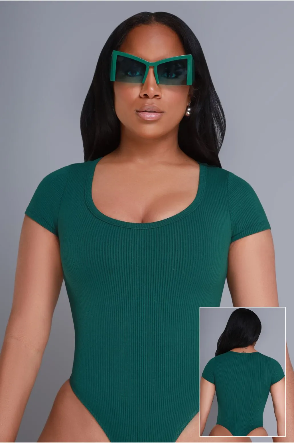 Open Book Cellulite Deleter Short Sleeve Bodysuit - Hunter Green sold by Swankaposh