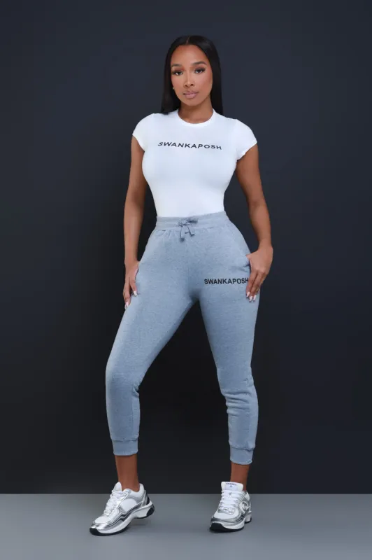Swankaposh Logo Joggers - Heather Grey/Black sold by Swankaposh