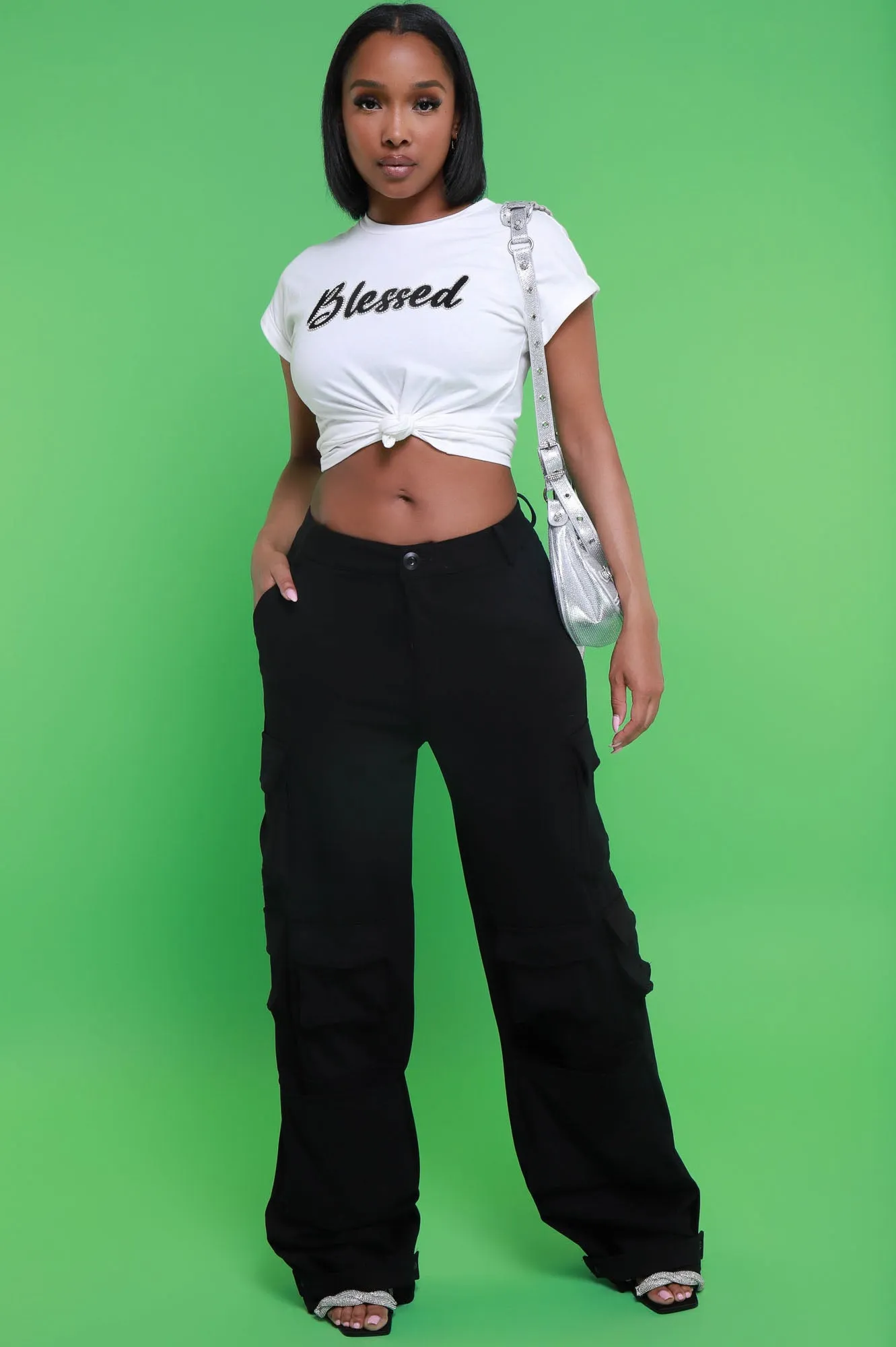 Stay Blessed Embroidered Studded T-Shirt - White sold by Swankaposh product image thumbnail 2