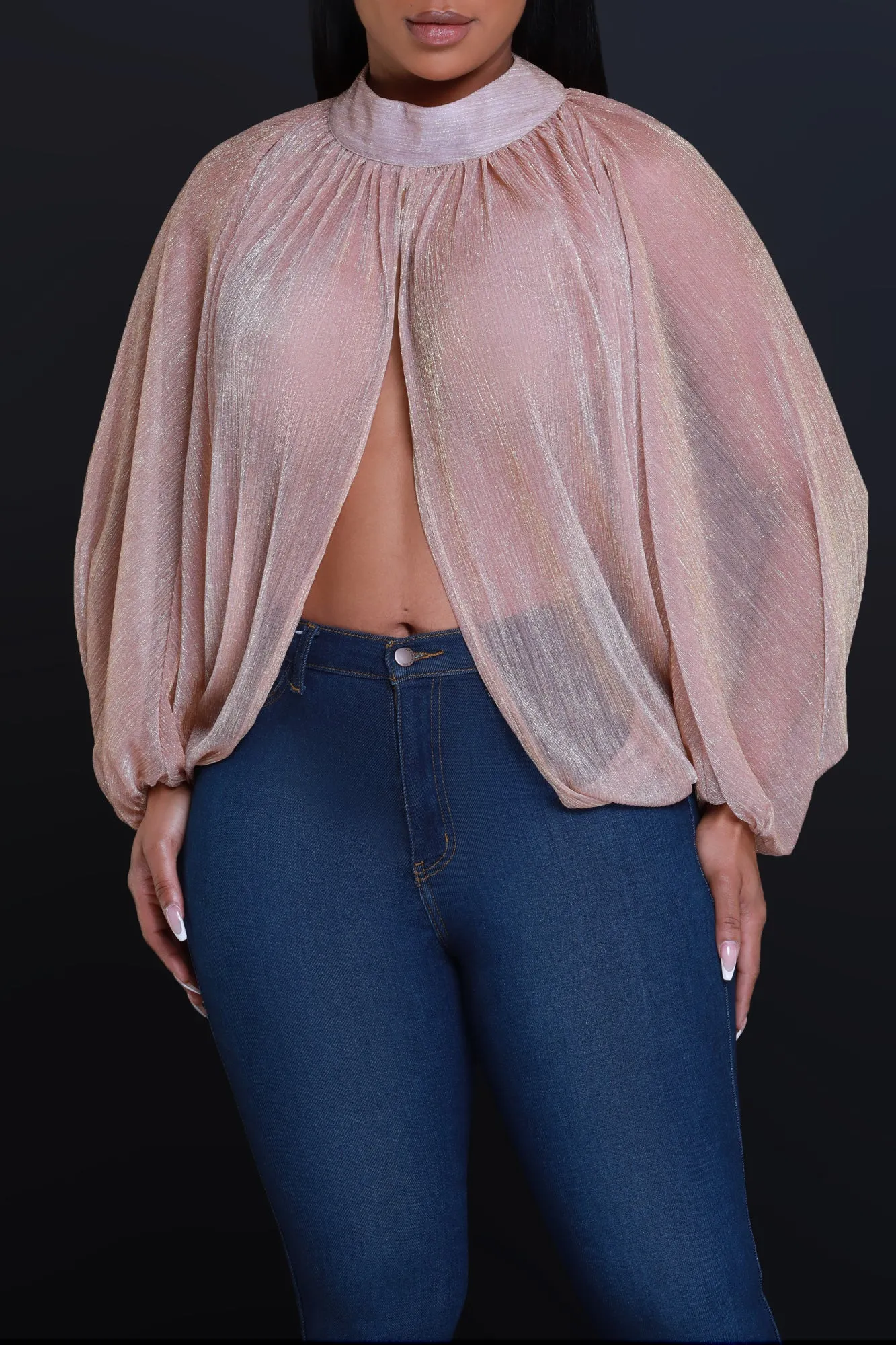 Backstage Pass Sheer Open Front Top - Pink sold by Swankaposh product image thumbnail 4