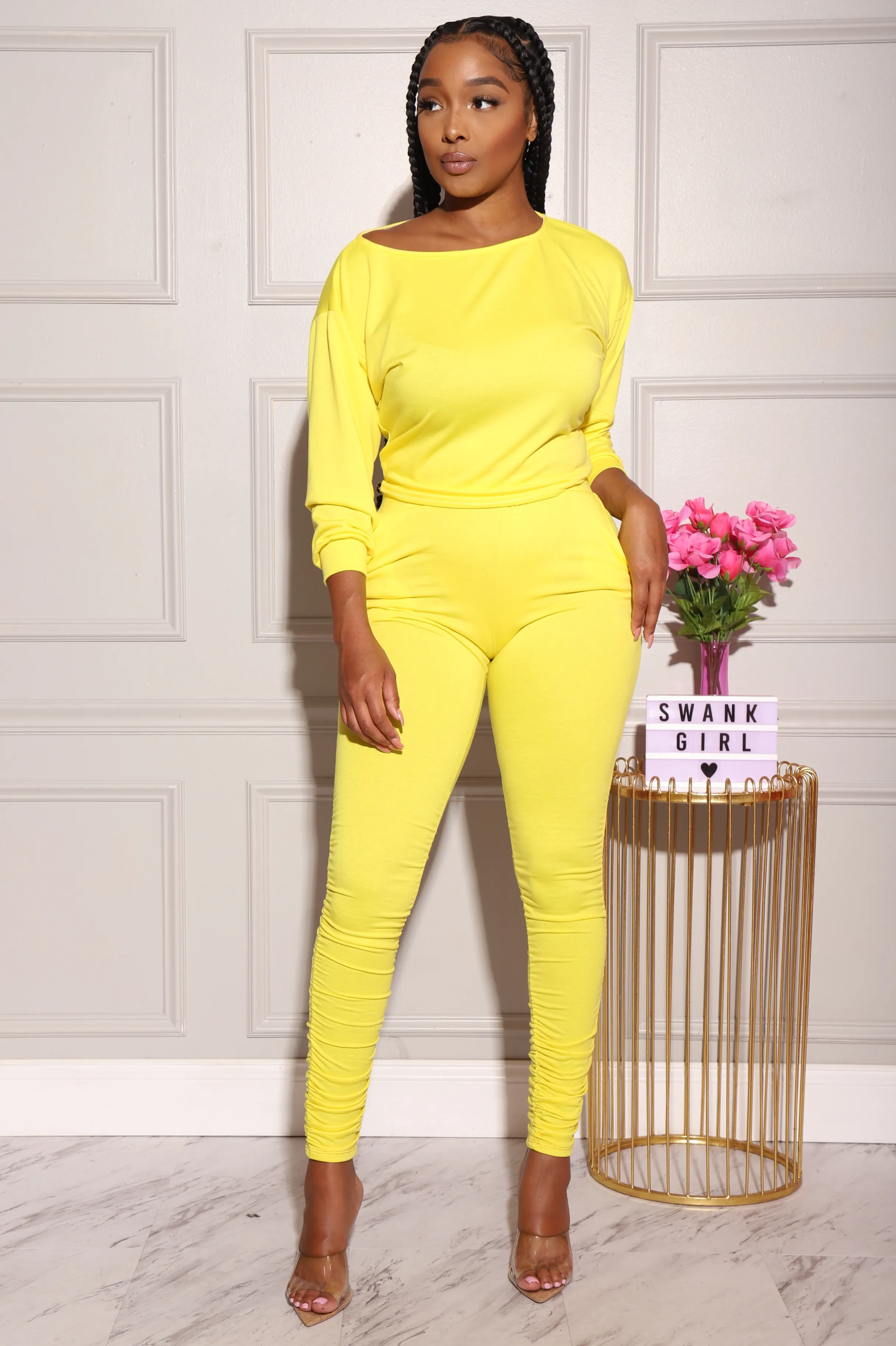 NaNa Ruched Pants Set - Mustard sold by Swankaposh product image thumbnail 4