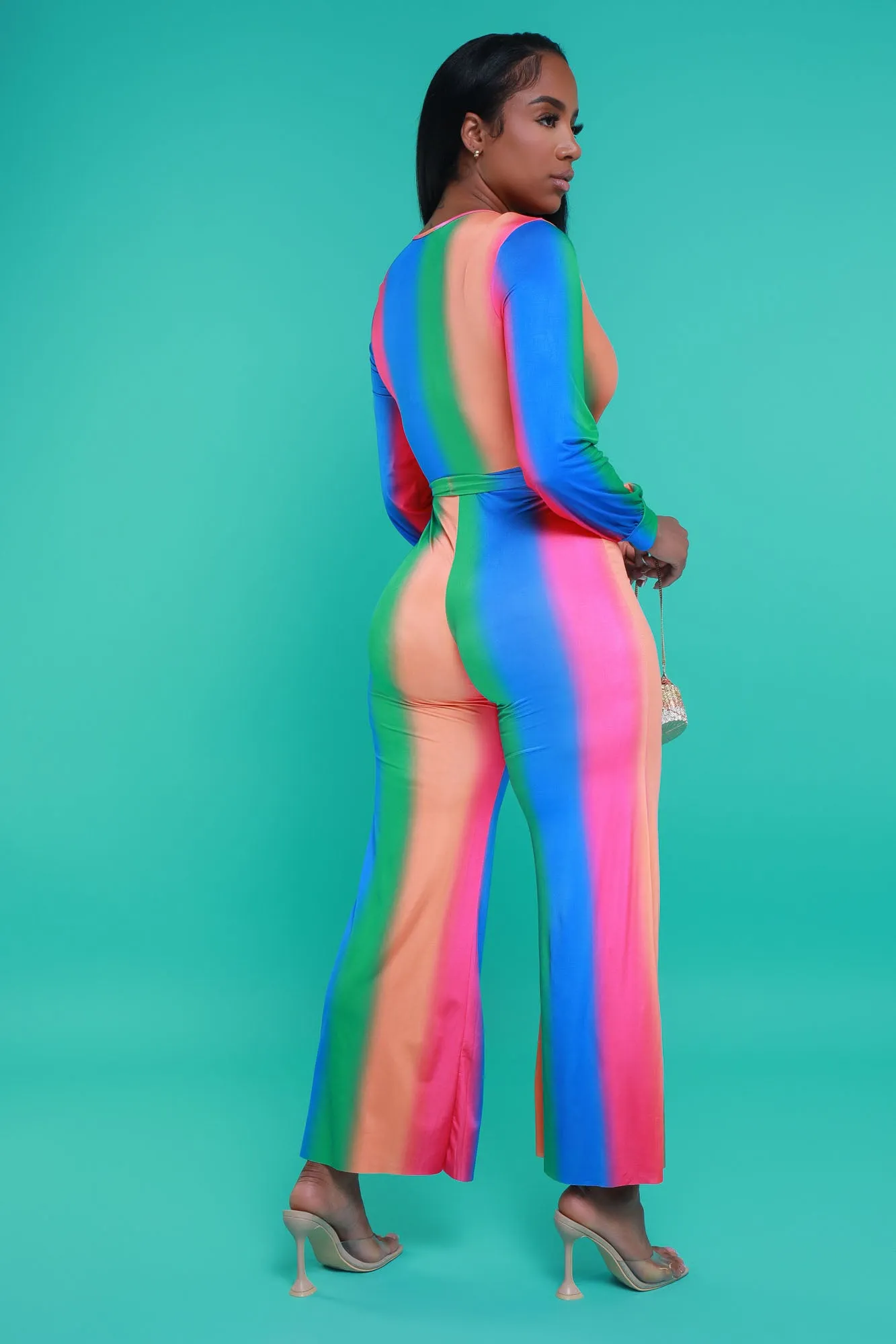 New Reality Belted Jumpsuit - Blue Multicolor sold by Swankaposh product image thumbnail 2