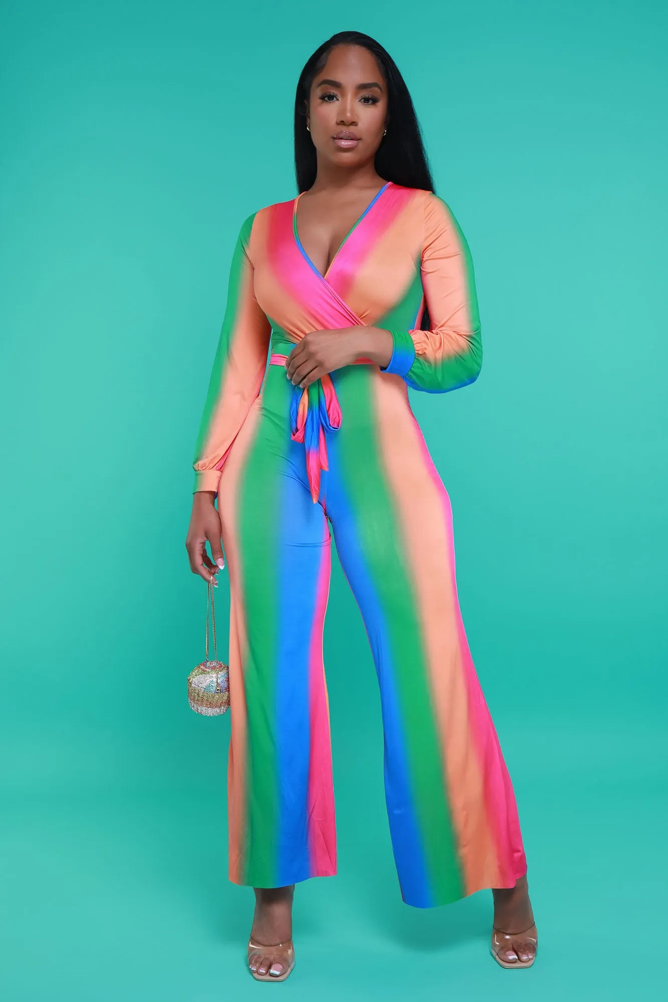 New Reality Belted Jumpsuit - Blue Multicolor sold by Swankaposh product image thumbnail 3