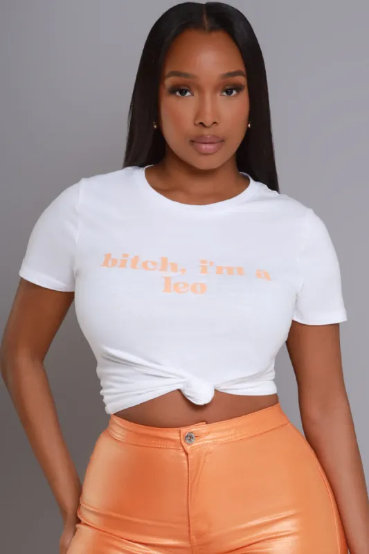 Leo Season Graphic Print T-Shirt - White/Orange sold by Swankaposh