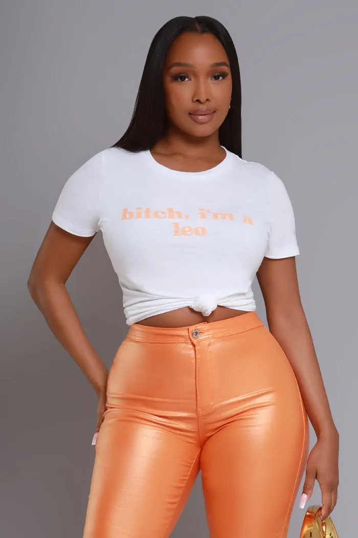 Leo Season Graphic Print T-Shirt - White/Orange sold by Swankaposh product image thumbnail 5