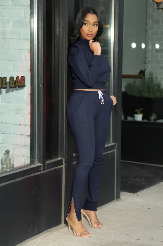 Brazil Lined Jogger Sweatsuit - Navy sold by Swankaposh