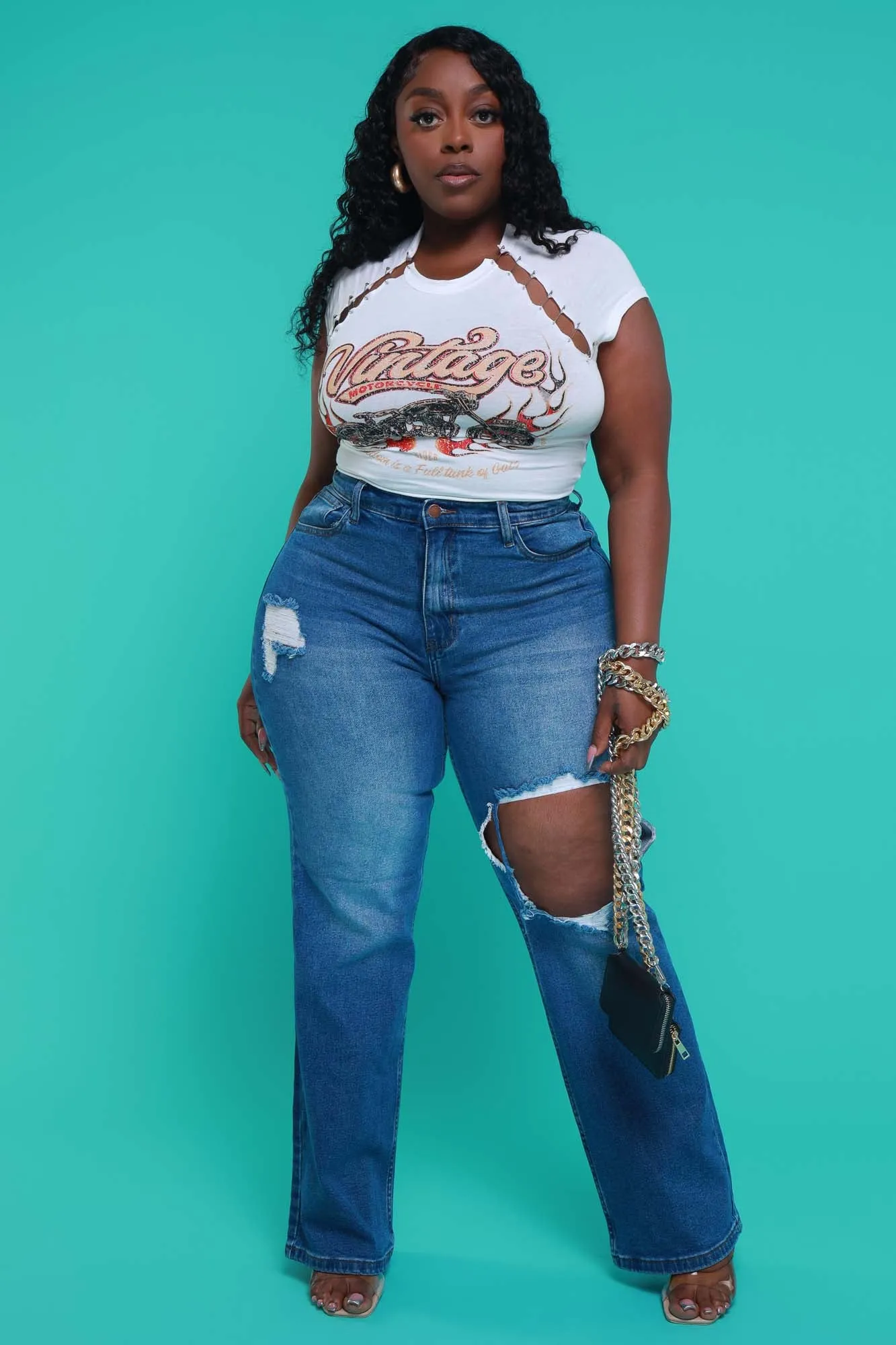 Last Ride Embellished Graphic Crop Top - White sold by Swankaposh product image thumbnail 3