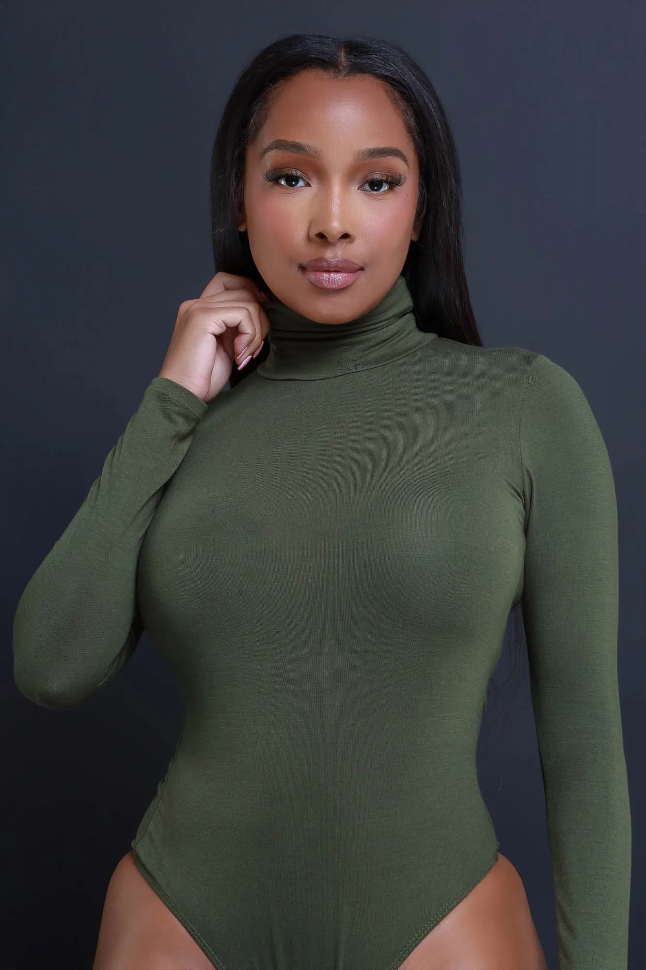 Maneater Turtleneck Bodysuit - Olive sold by Swankaposh