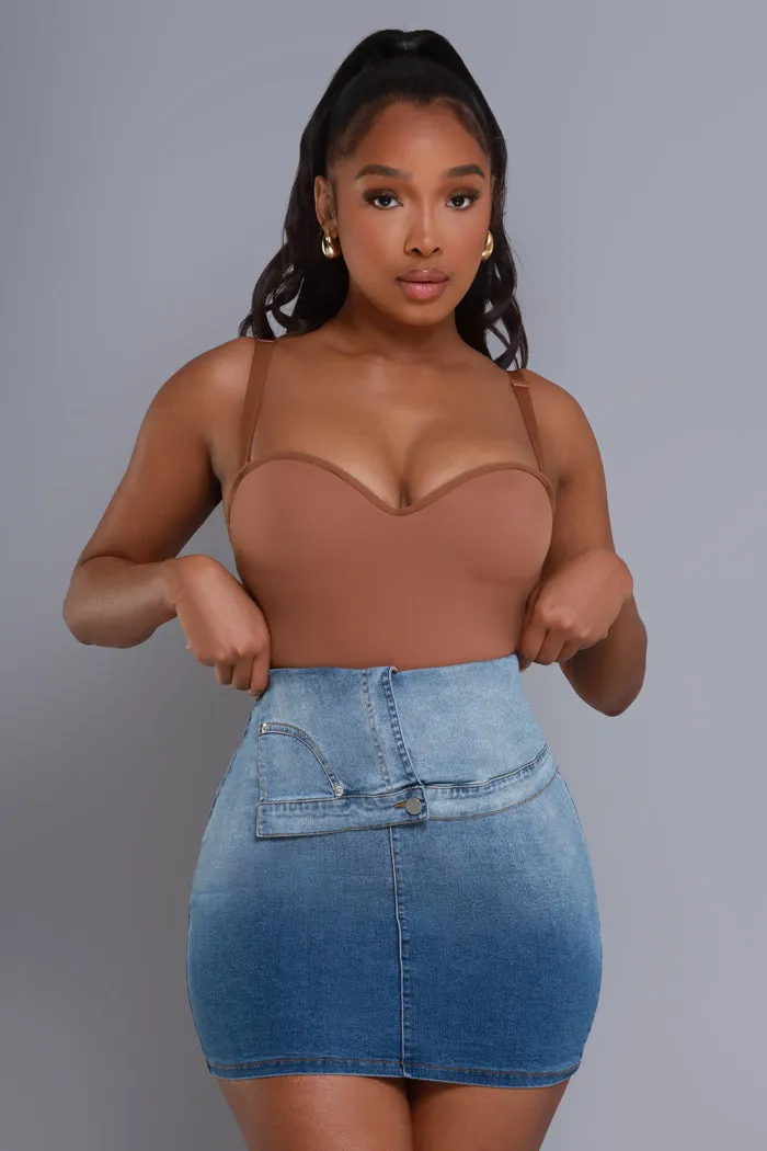 Finally Out Denim Mini Skirt - Ombre Blue sold by Swankaposh product image thumbnail 3