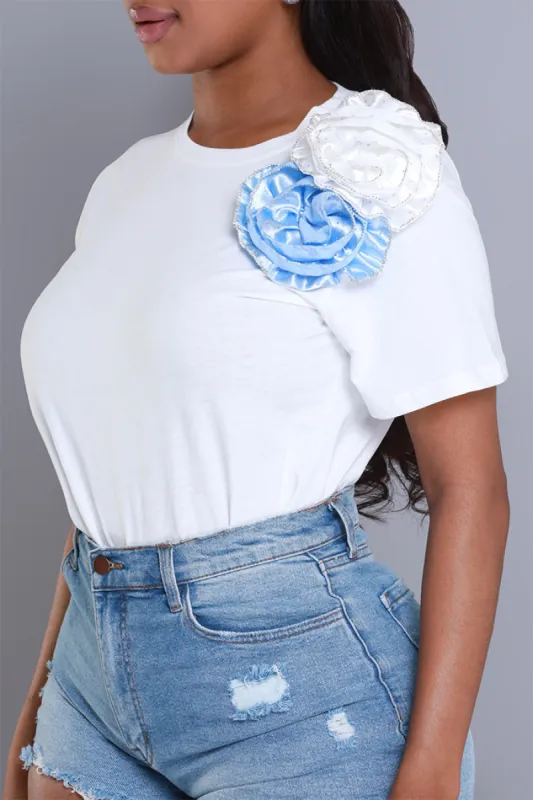 Flower Bomb Embellished T-Shirt - White sold by Swankaposh