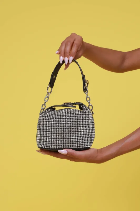 Star Struck Rhinestone Studded Purse - Black sold by Swankaposh