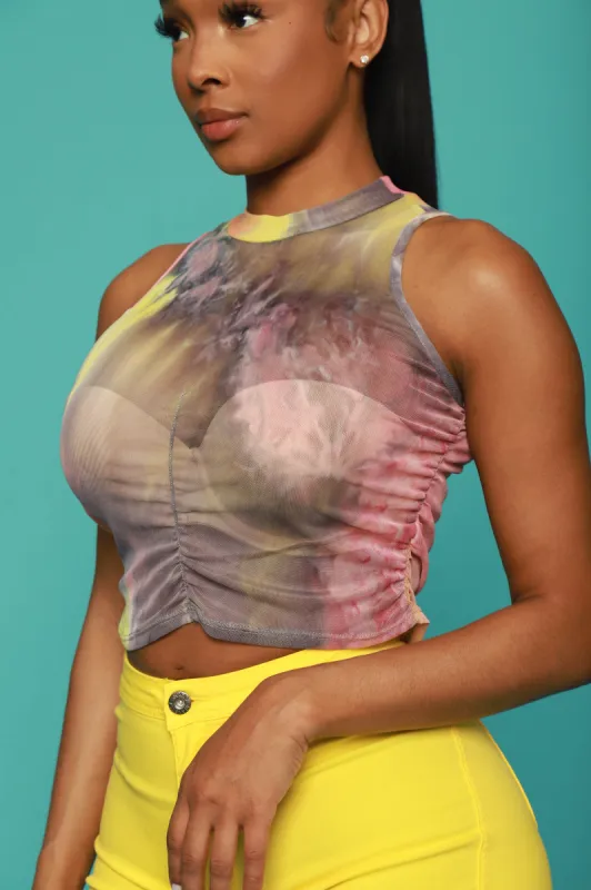 Spoil Tie Dye Mesh Top - Grey sold by Swankaposh