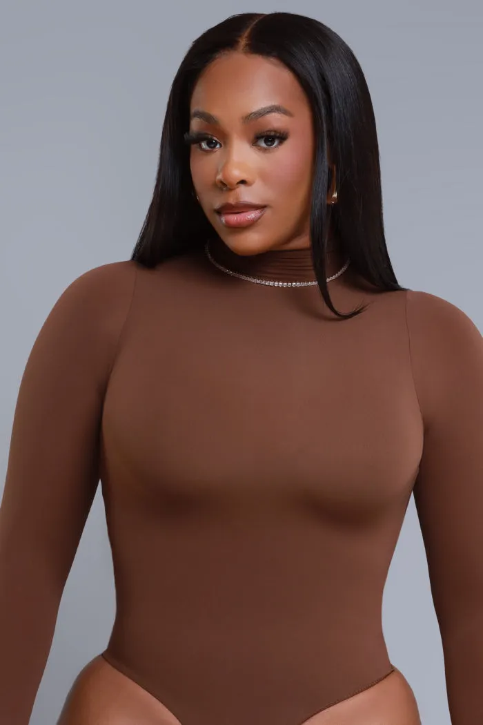 Fit Right Mock Neck Bodysuit - Brown No.231 NKDS sold by Swankaposh