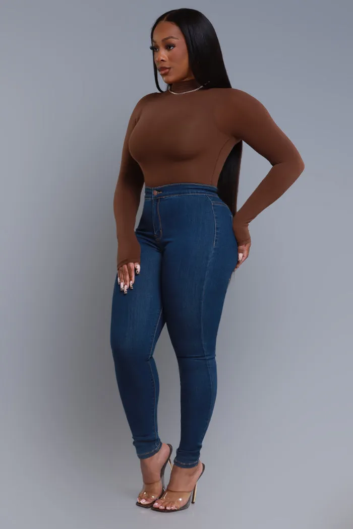 Fit Right Mock Neck Bodysuit - Brown No.231 NKDS sold by Swankaposh product image thumbnail 4