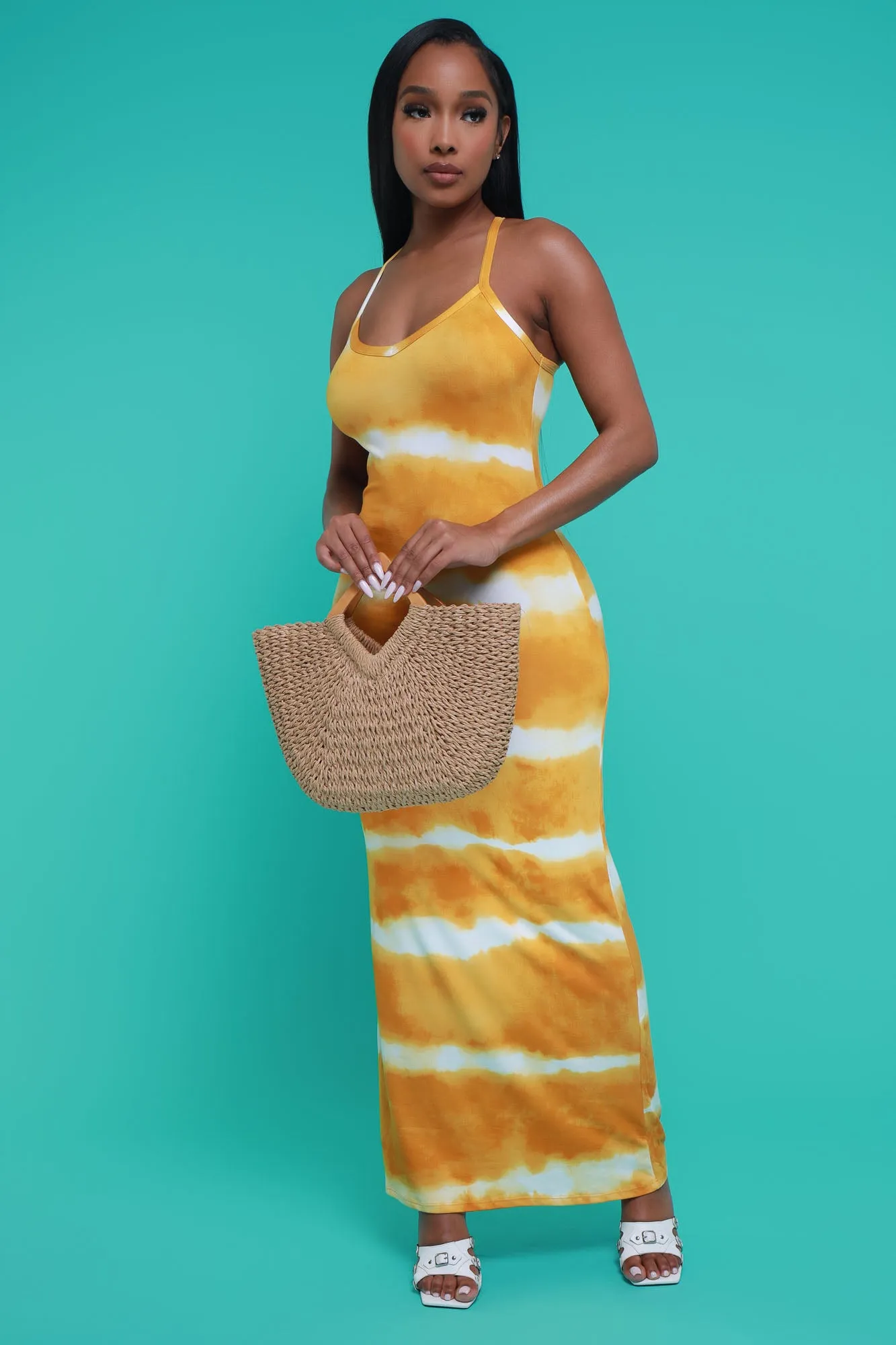 Dye For You Sleeveless Maxi Dress - Mustard Tie Dye sold by Swankaposh product image thumbnail 2