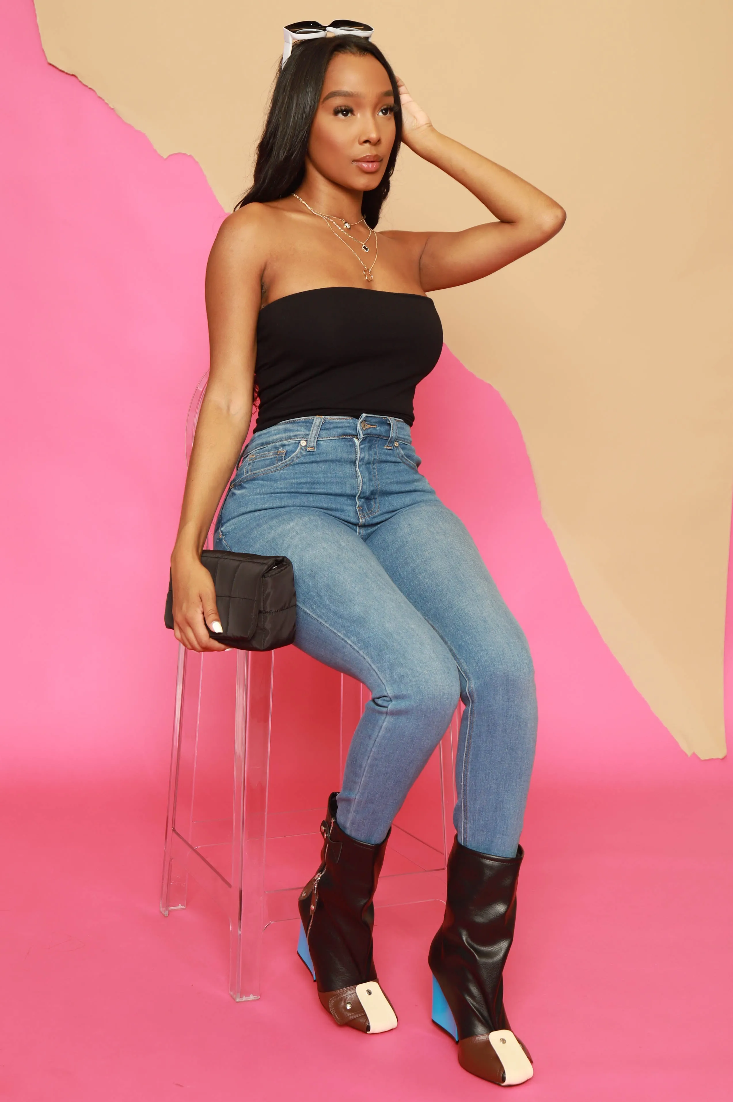 Protector Faux Leather Colorblock Boots - Black Multicolor sold by Swankaposh product image thumbnail 2