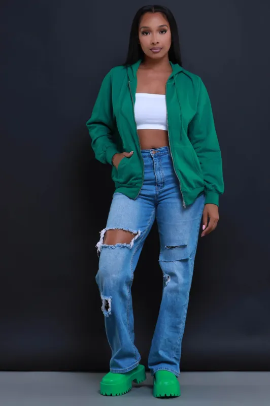 You Got It Full Zip Up Hoodie - Green sold by Swankaposh