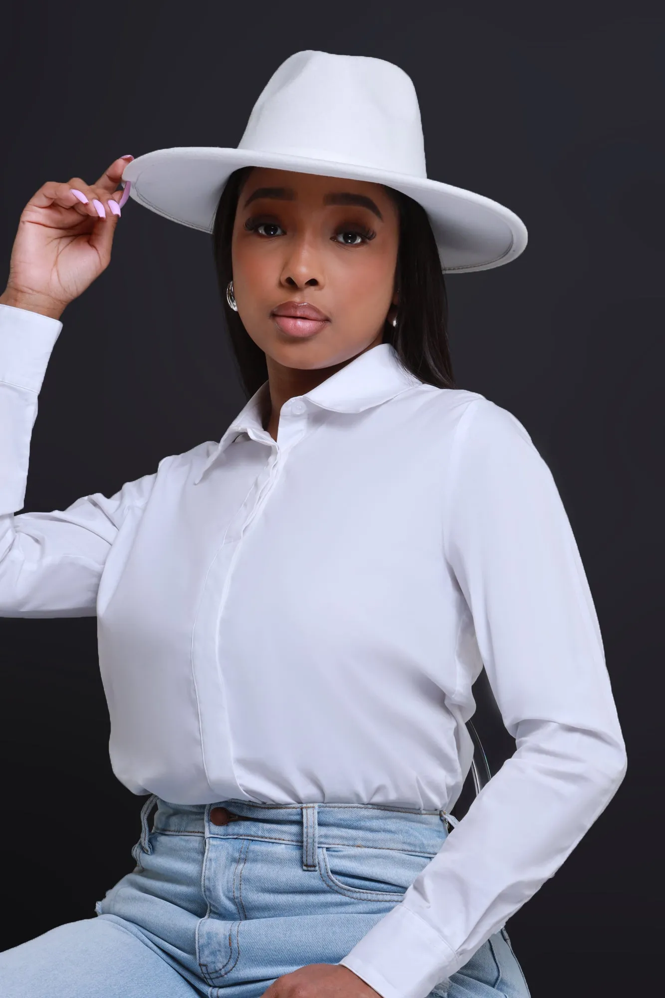 Looking Up Faux Wool Fedora - White sold by Swankaposh