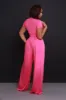 Full Attention Short Sleeve Palazzo Pants Set - Magenta sold by Swankaposh
