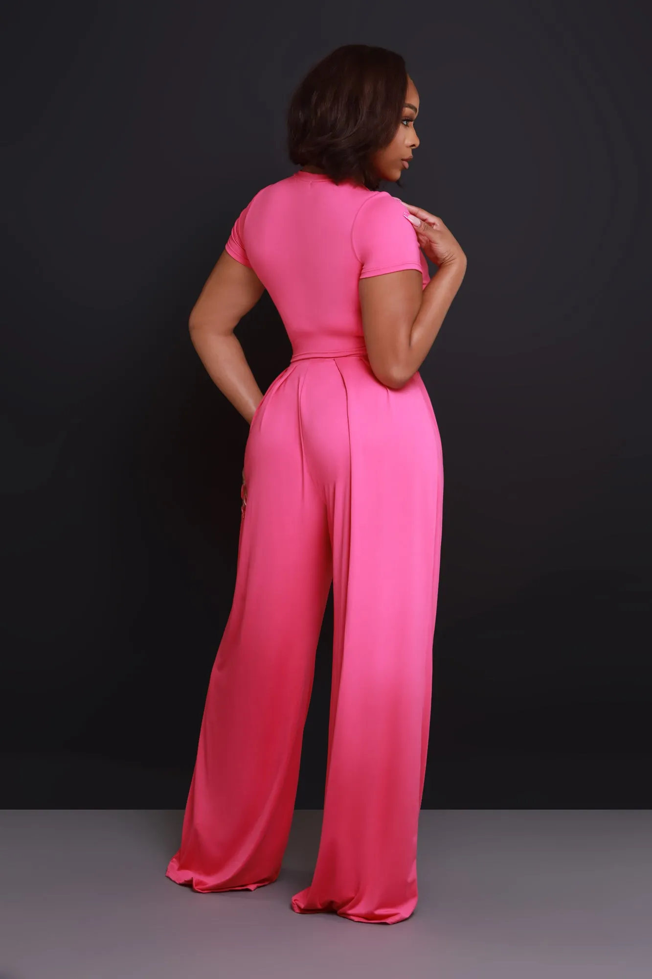 Full Attention Short Sleeve Palazzo Pants Set - Magenta sold by Swankaposh product image thumbnail 3