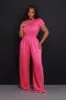 Full Attention Short Sleeve Palazzo Pants Set - Magenta sold by Swankaposh