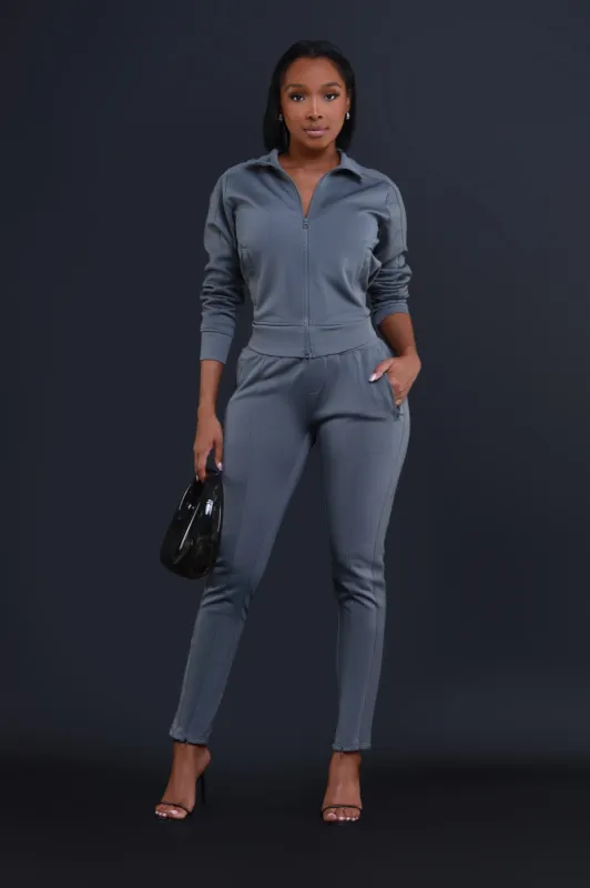 Somewhere Between Lined Tracksuit - Grey sold by Swankaposh