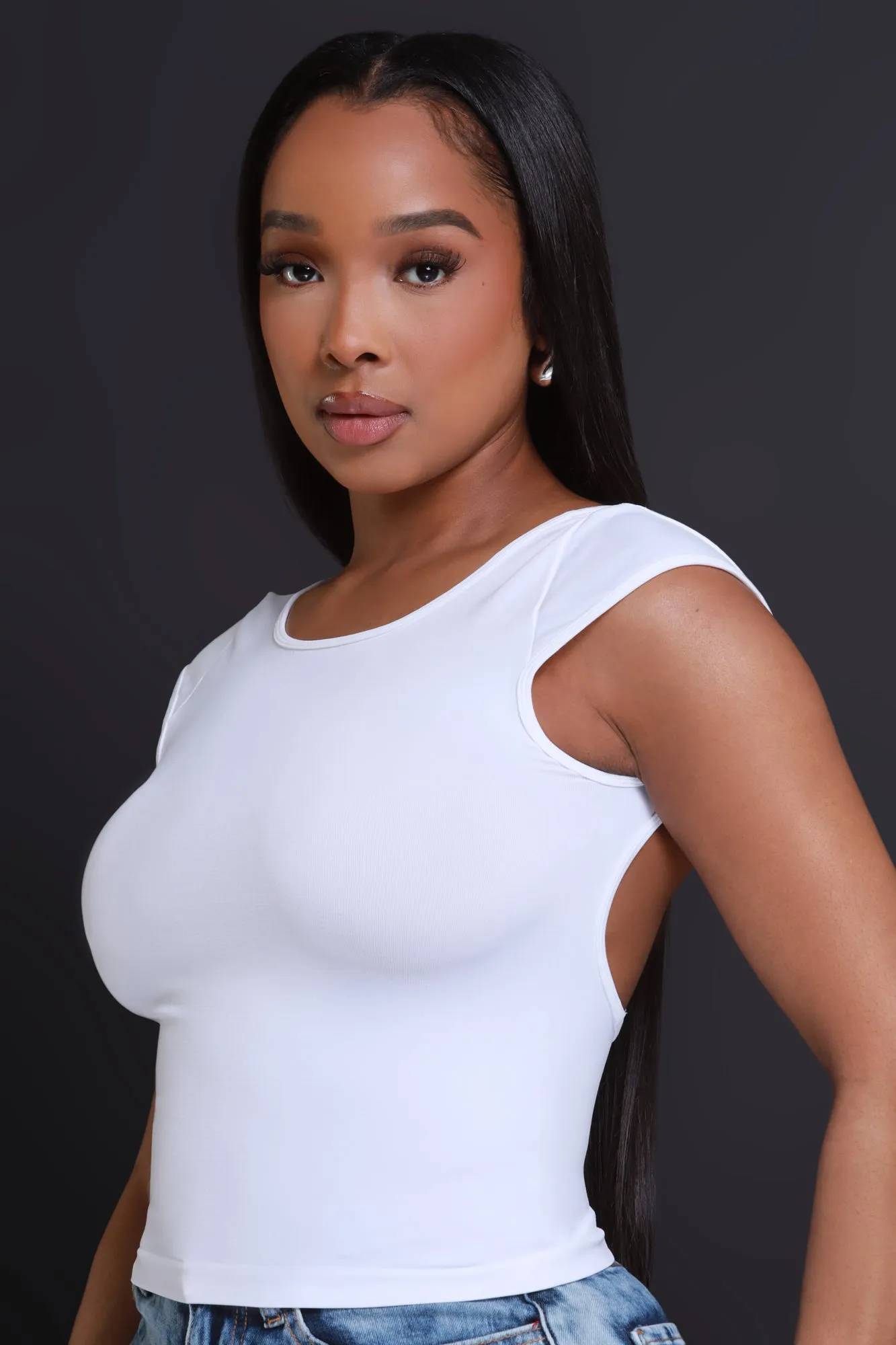 Entitled Open Back Seamless Crop Top - White sold by Swankaposh product image thumbnail 5