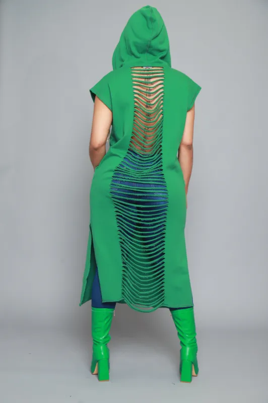 In This World Longline Cut Out Hoodie - Kelly Green sold by Swankaposh