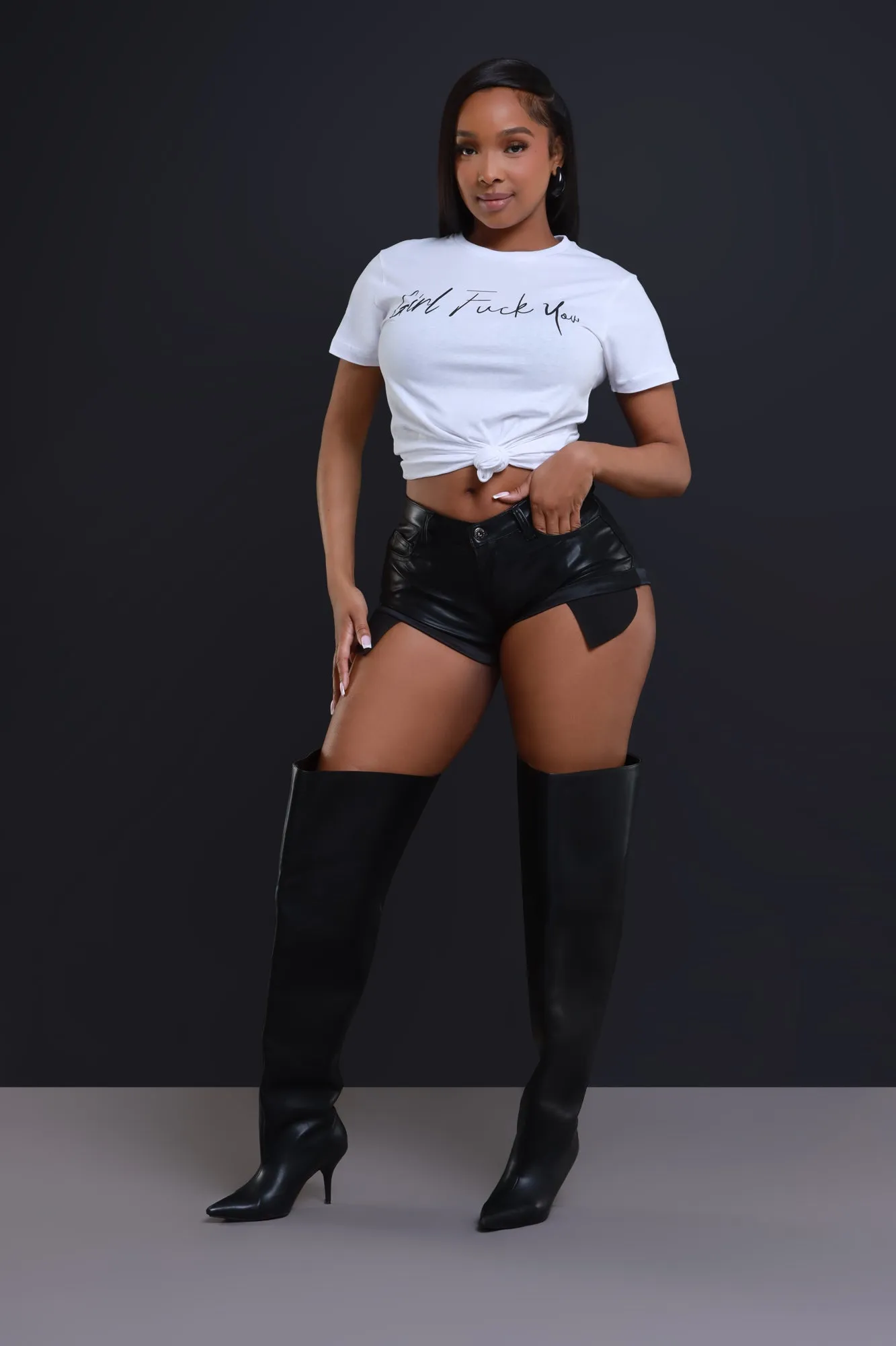 Girl F You Printed T-Shirt - White/Black sold by Swankaposh product image thumbnail 2