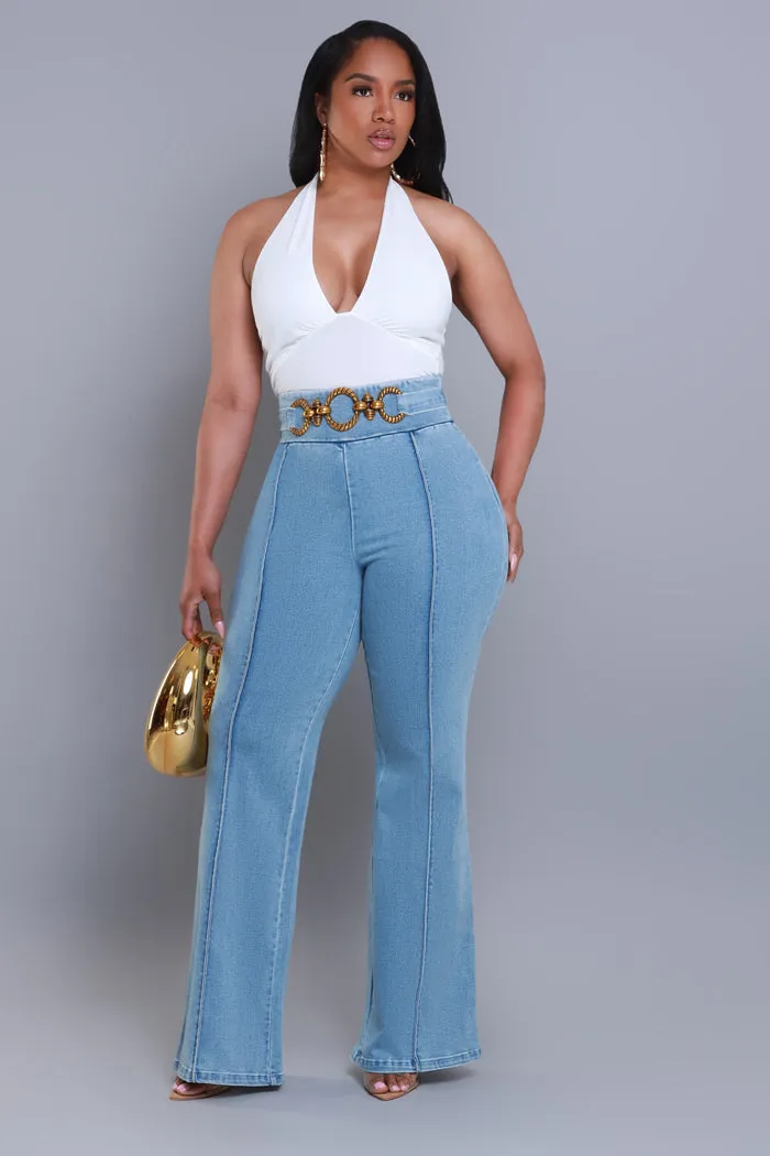 Hot Stuff High Rise Embellished Denim Pants - Med Wash sold by Swankaposh product image thumbnail 4